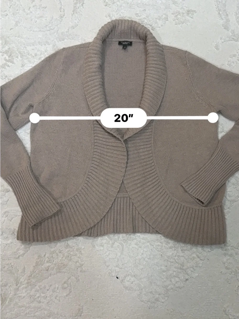 Talbots‎ Lambswool Blend Open Front Shawl Collar Cardigan Sweater Small Beige